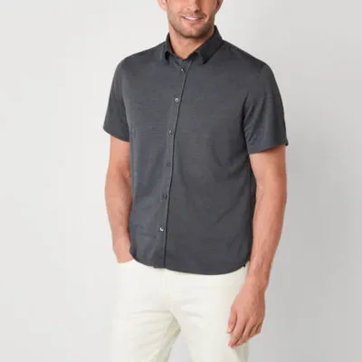 Van Heusen Slim Mens Moisture Wicking Fit Short Sleeve Button-Down Shirt