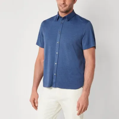 Van Heusen Mens Moisture Wicking Slim Fit Short Sleeve Button-Down Shirt