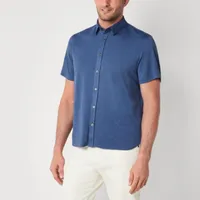 Van Heusen Mens Moisture Wicking Slim Fit Short Sleeve Button-Down Shirt