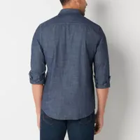 St. John's Bay Chambray Mens Slim Fit Long Sleeve Button-Down Shirt