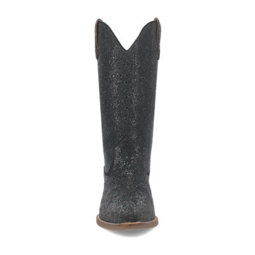 Dingo Womens Silver Dollar Stacked Heel Cowboy Boots