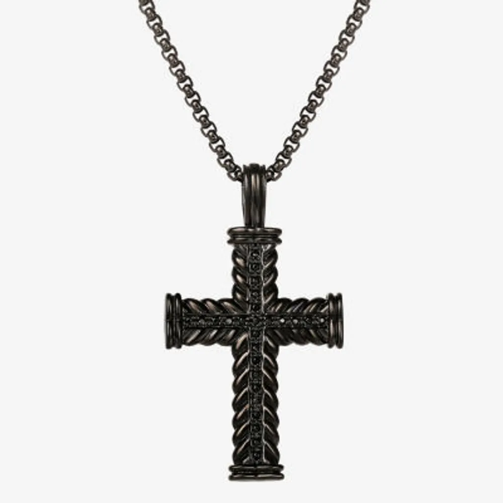 FINE JEWELRY Mens Stainless Steel Cross Dog Tag Pendant Necklace |  CoolSprings Galleria