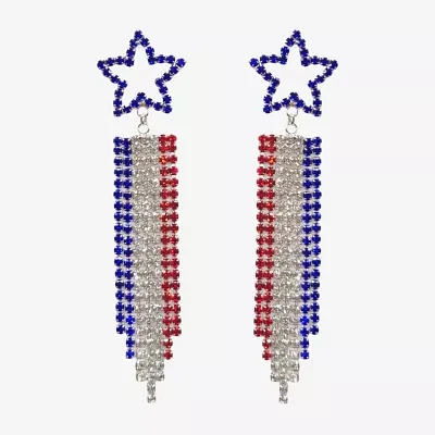 Bijoux Bar Silver Tone Crystal Star Drop Earrings