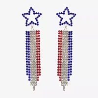 Bijoux Bar Silver Tone Crystal Star Drop Earrings