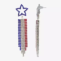 Bijoux Bar Silver Tone Crystal Star Drop Earrings