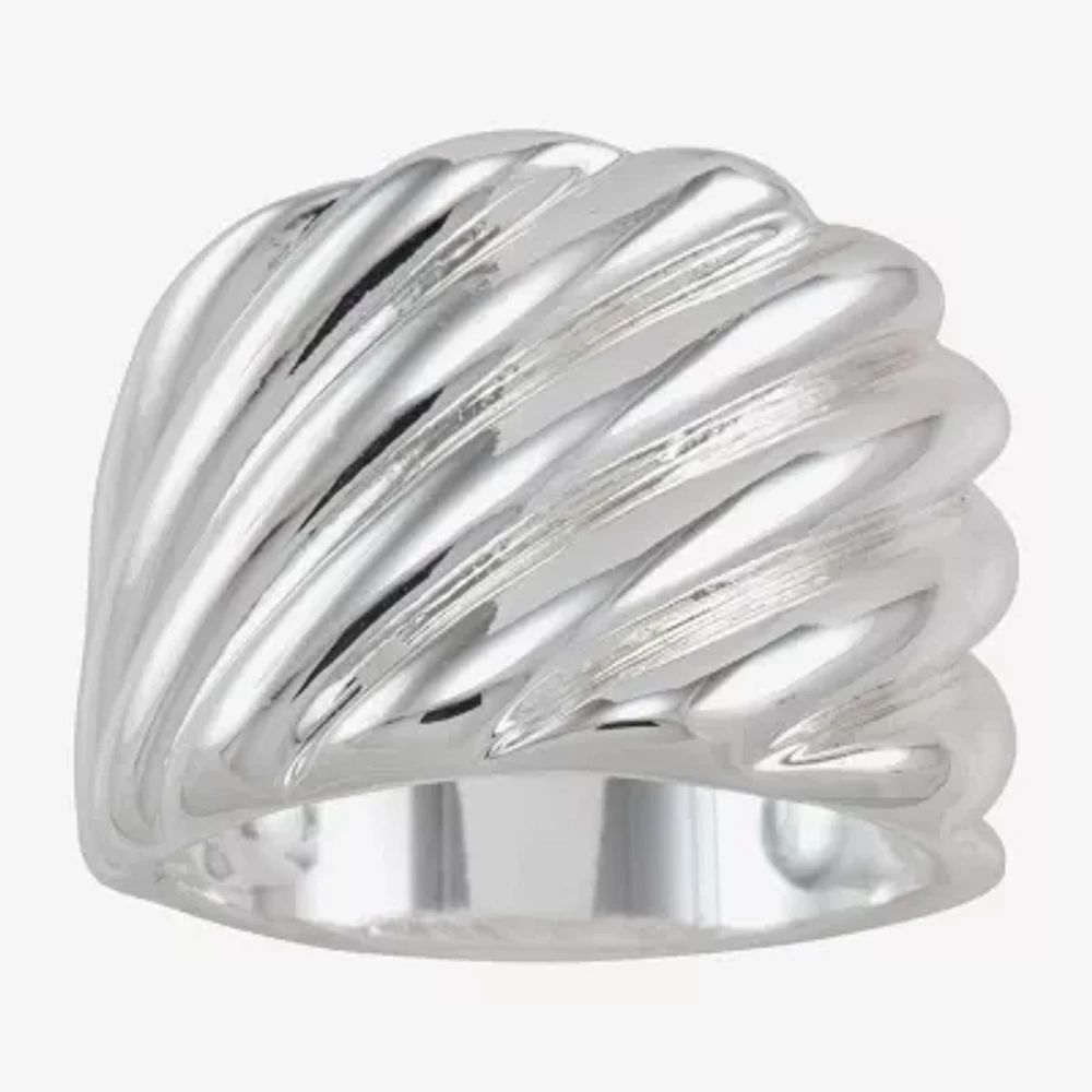 Sparkle Allure Polished Woven Pure Silver Over Brass Band