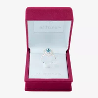 Sparkle Allure Double Womens Blue Crystal Pure Silver Over Brass Pear Halo Cocktail Ring
