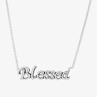 "Blessed" Womens Sterling Silver Pendant Necklace