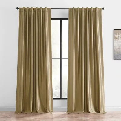 Exclusive Fabrics & Furnishing Vintage Textured Faux Dupioni Energy Saving Blackout Rod Pocket Single Curtain Panel