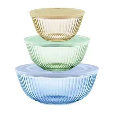 Pyrex Sculpted Tinted 6-pc. Glass Mixing Bowl Set