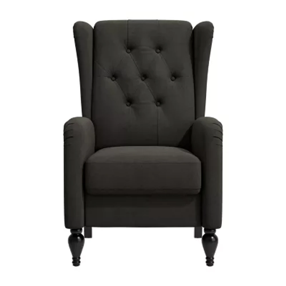 ProLounger Pesci Wingback Button-Tufted Push Back Recliner in Velvet with Nailhead Trim