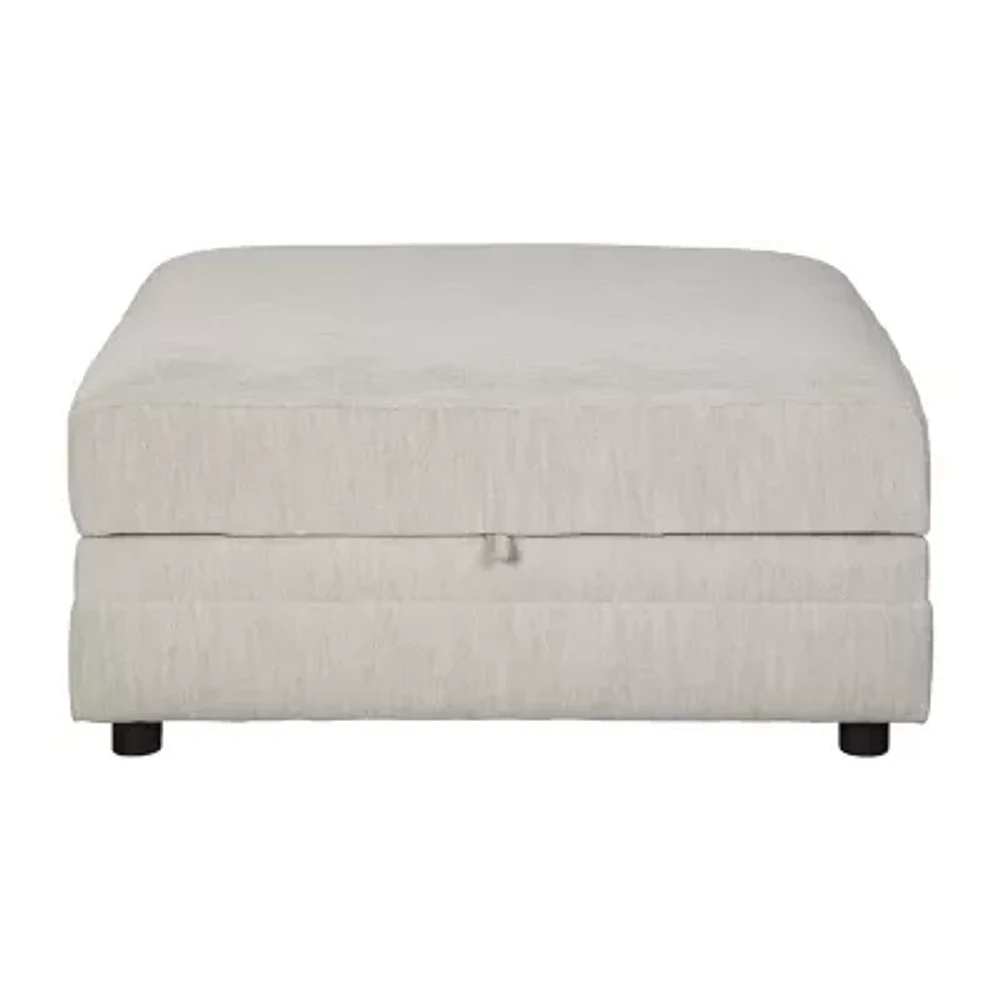 Signature Design by Ashley® Neira Fog Living Room Collection Upholstered Storage Ottoman