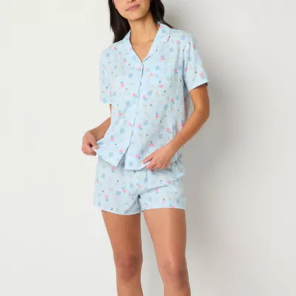 Pj Couture Womens Short Sleeve 2-pc. Shorts Pajama Set