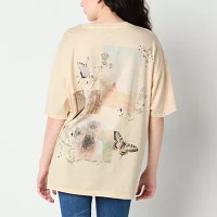 Arizona Oversized Womens Juniors Crew Neck Short Sleeve T-Shirt