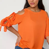 Bold Elements Womens Round Neck 3/4 Sleeve Blouse