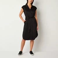 Stylus Womens Sleeveless Midi Shirt Dress