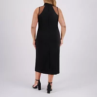 London Style Womens Sleeveless Sheath Dress Plus