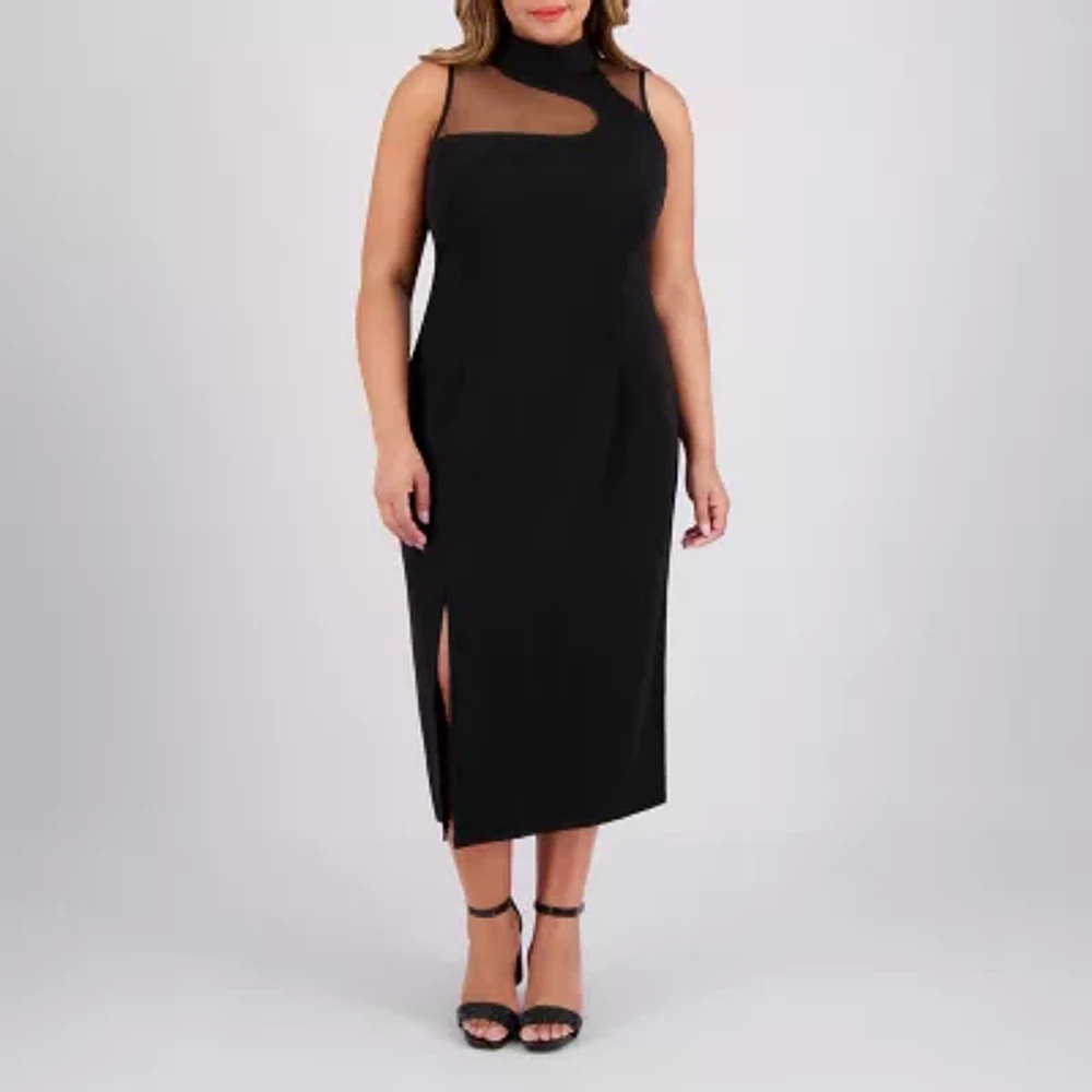 London Style Womens Sleeveless Sheath Dress Plus