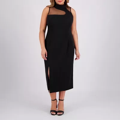 London Style Womens Sleeveless Sheath Dress Plus