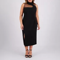 London Style Womens Sleeveless Sheath Dress Plus