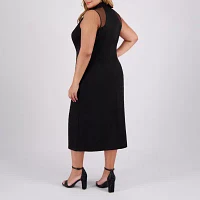 London Style Womens Sleeveless Sheath Dress Plus