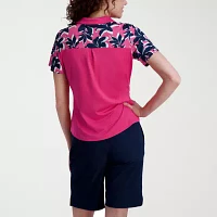 Stella Parker Womens Short Sleeve Active Quarter-Zip Pullover