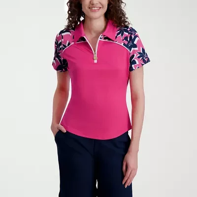 Stella Parker Womens Short Sleeve Active Quarter-Zip Pullover