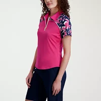 Stella Parker Womens Short Sleeve Active Quarter-Zip Pullover