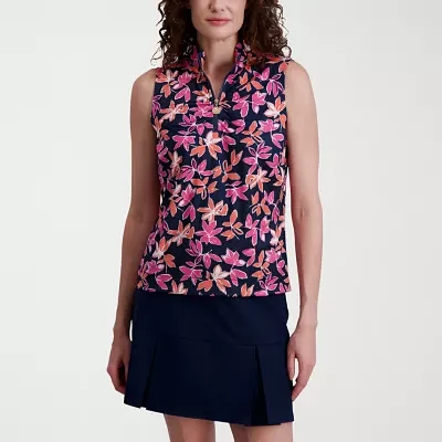 Stella Parker Womens Mock Neck Sleeveless Active Quarter-Zip Pullover