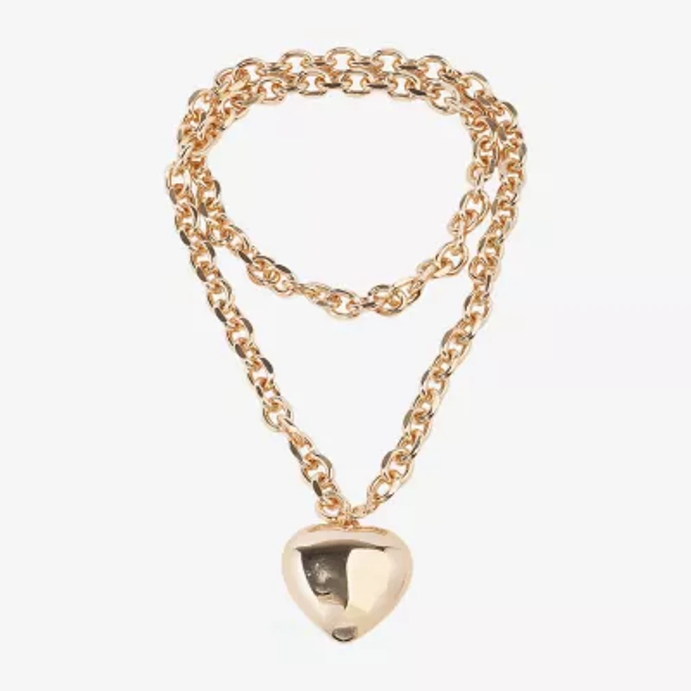 Bijoux Bar Gold Tone Womens Heart Pendant Necklaces