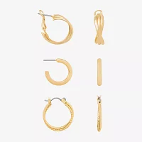 Bijoux Bar Delicates Gold Tone Stainless Steel 3 Pair Earring Set