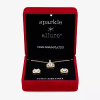 Sparkle Allure Light Up Box Cubic Zirconia Gold Tone 10K Gold Over Brass Square 2-pc. Jewelry Set