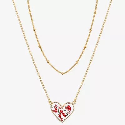 Footnotes Womens 10K Gold Over Brass Heart 16 Inch Pendant Necklace