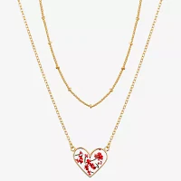 Footnotes Womens 10K Gold Over Brass Heart 16 Inch Pendant Necklace