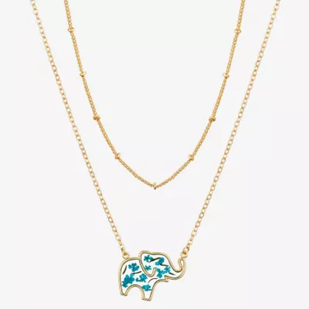 Footnotes Elephant Womens 10K Gold Over Brass Pendant Necklaces