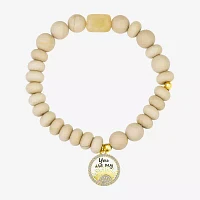 Footnotes Cubic Zirconia 10K Gold Over Brass Beaded Bracelet