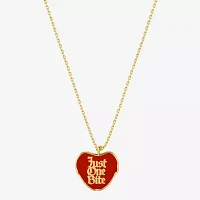 Disney Classics Just One Bite Apple Womens Black Crystal 10K Gold Over Brass Pendant Necklaces