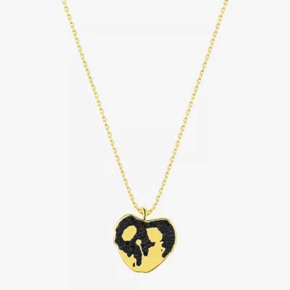 Disney Classics Just One Bite Apple Womens Black Crystal 10K Gold Over Brass Pendant Necklaces