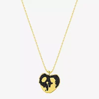 Disney Classics Just One Bite Apple Womens Black Crystal 10K Gold Over Brass Pendant Necklaces