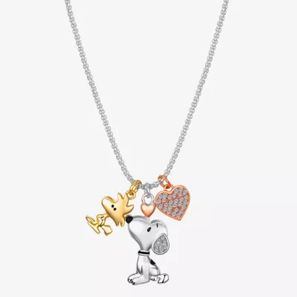 Disney Classics Womens Crystal 10K Tri-Color Gold Over Brass Heart Pendant Necklaces