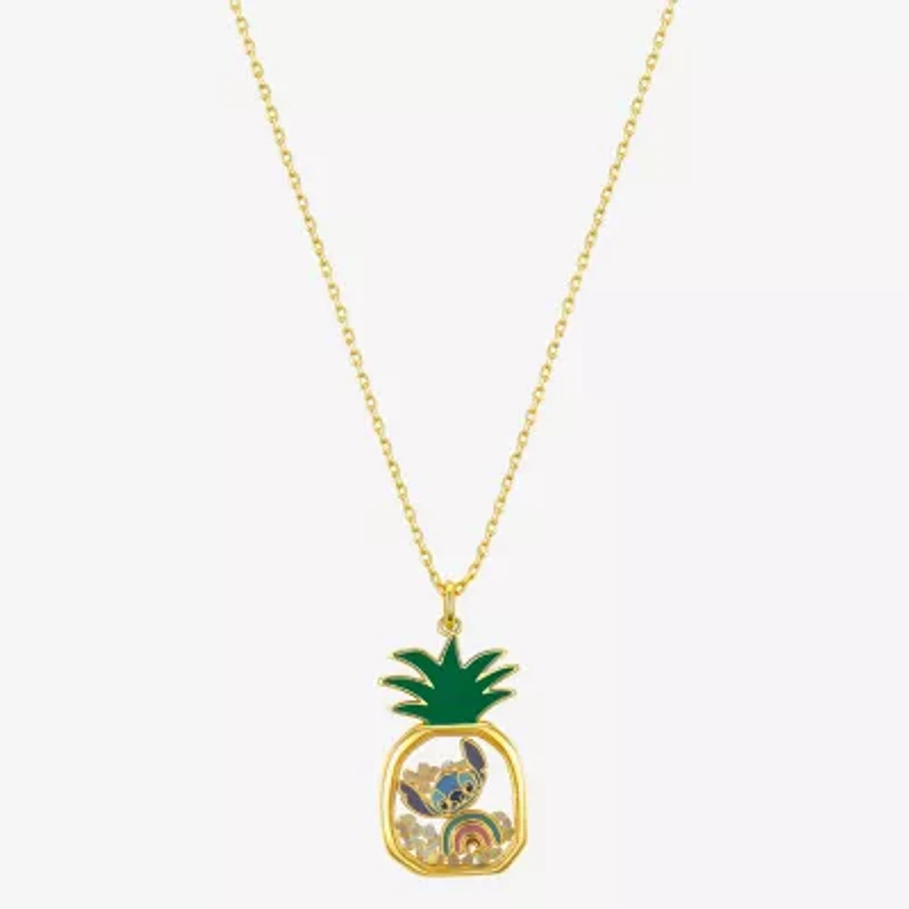 Disney Classics Pineapple Womens Crystal 10K Gold Over Brass Pendant Necklaces