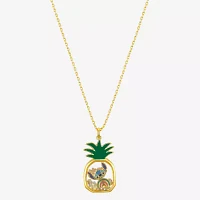 Disney Classics Pineapple Womens Crystal 10K Gold Over Brass Pendant Necklaces