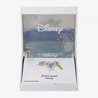 Disney Classics Ohana Womens Cubic Zirconia 10K Gold Over Brass Pure Silver Over Brass Flower Heart Pendant Necklaces