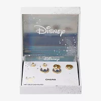 Disney Classics Seashell Cubic Zirconia Gold Tone 10K Gold Over Brass Lilo & Stitch 3 Pair Earring Set