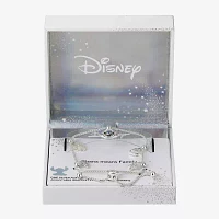 Disney Classics Multi Color Cubic Zirconia Silver Tone Pure Silver Over Brass Flower Heart Lilo & Stitch Charm Bracelet