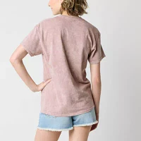 Juniors Celestial Butterfly Boyfriend Womens Crew Neck Short Sleeve Graphic T-Shirt