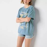Juniors Tinkerbell Boyfriend Womens Crew Neck Short Sleeve Tinker Bell Graphic T-Shirt