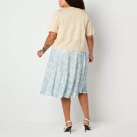Robbie Bee Womens Floral Midi Jacket Dress Plus