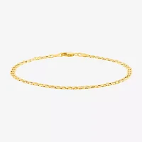 Made in Italy Unisex Adult 10K Gold 7.5 Inch Hollow Curb Chain Bracelet