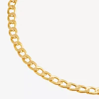 Made in Italy Unisex Adult 10K Gold 7.5 Inch Hollow Curb Chain Bracelet